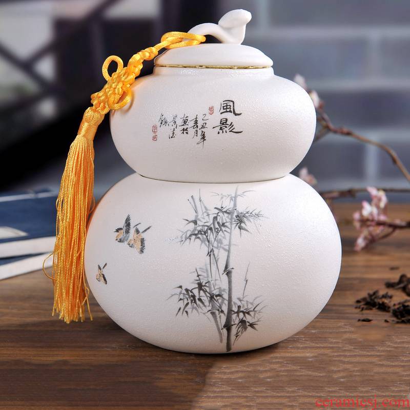 Jingdezhen ceramic pot POTS grind arenaceous caddy fixings tea tea tea box sealed jar double box
