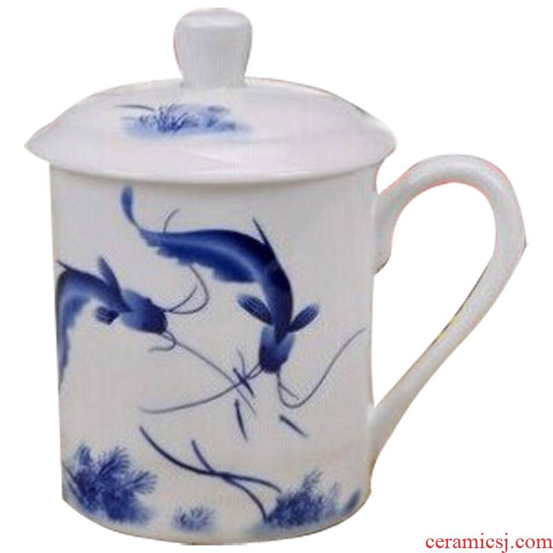 Jingdezhen ceramic cups ipads porcelain cup with cover office cup household individual cups cup 500 ml water