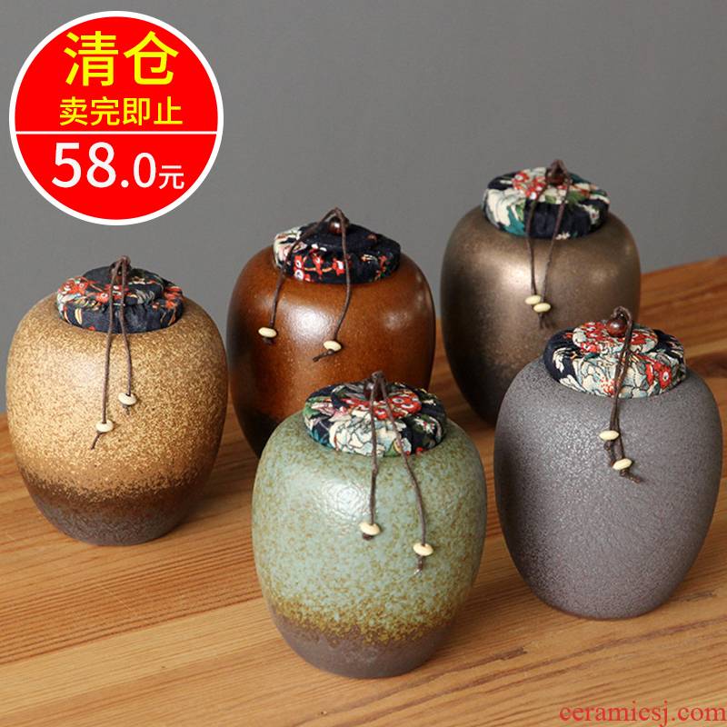 Jingdezhen ceramic tea pot size coarse pottery store caddy fixings tea box household seal up POTS of tea boxes