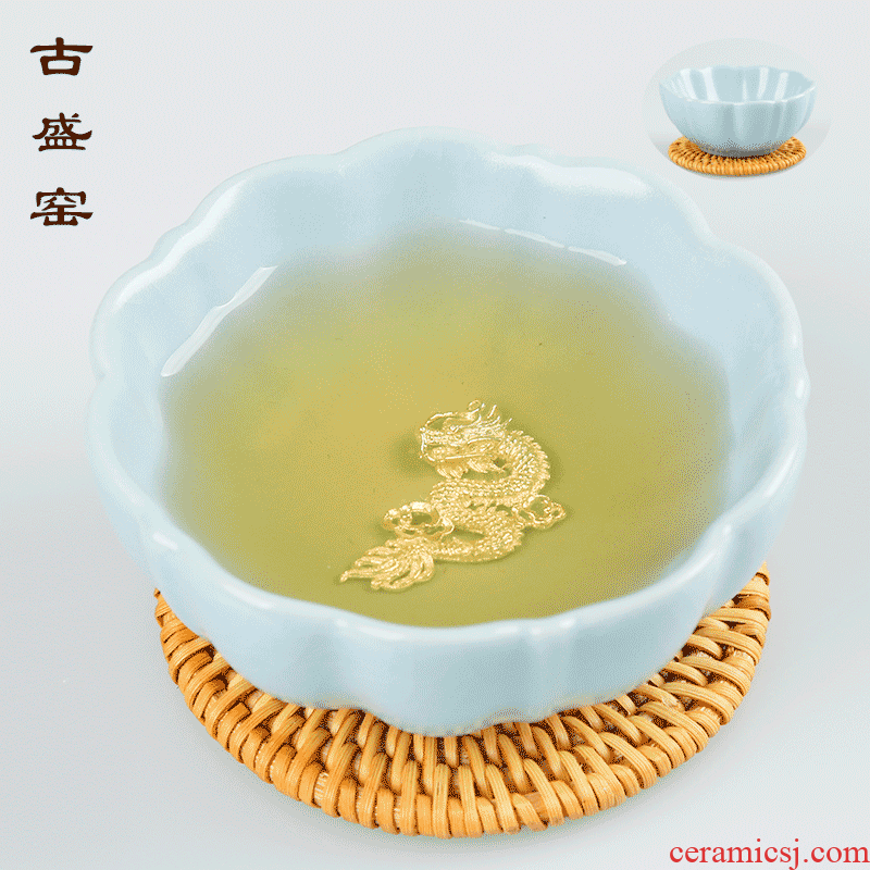 Ancient sheng up new lotus open the slice your up ceramic inlaid with silver whitebait tea cup sample tea cup, bowl built single CPU