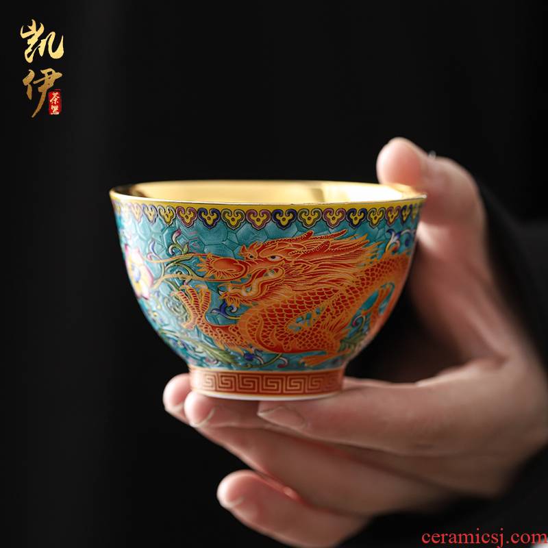 Gold enamel lamp that jingdezhen ceramic checking sample tea cup Gold master kung fu tea tea cup ceramic cups