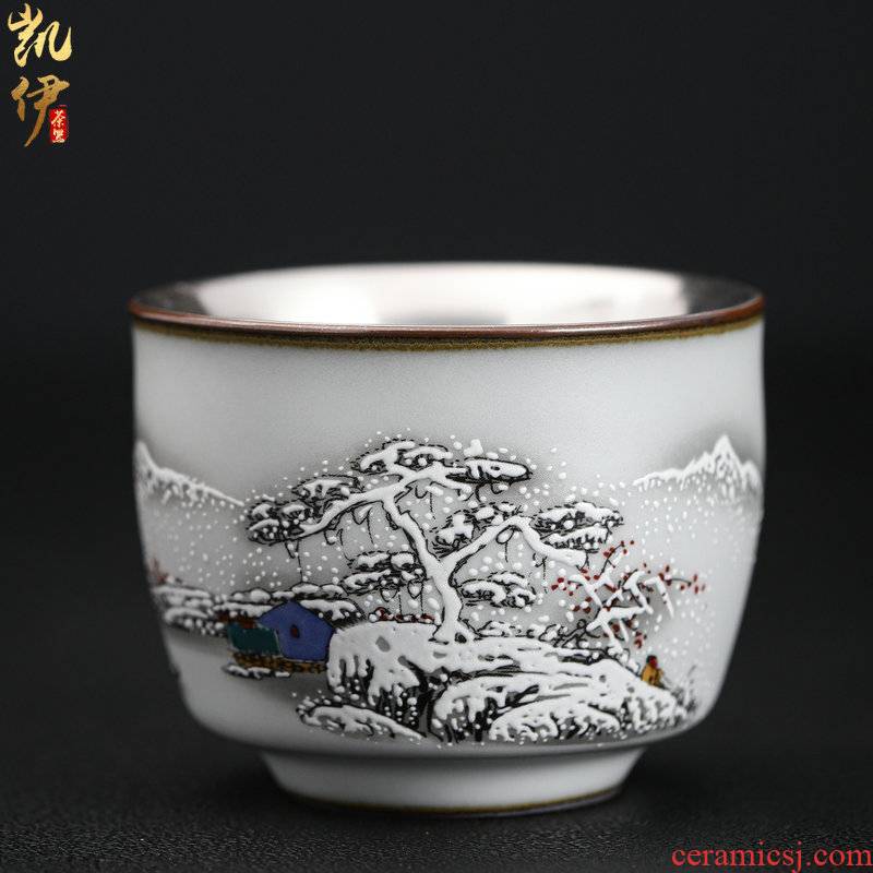 Tasted silver gilding on your up hand - made master kung fu tea cup sample tea cup jingdezhen ceramics snowflakes cup silver cup