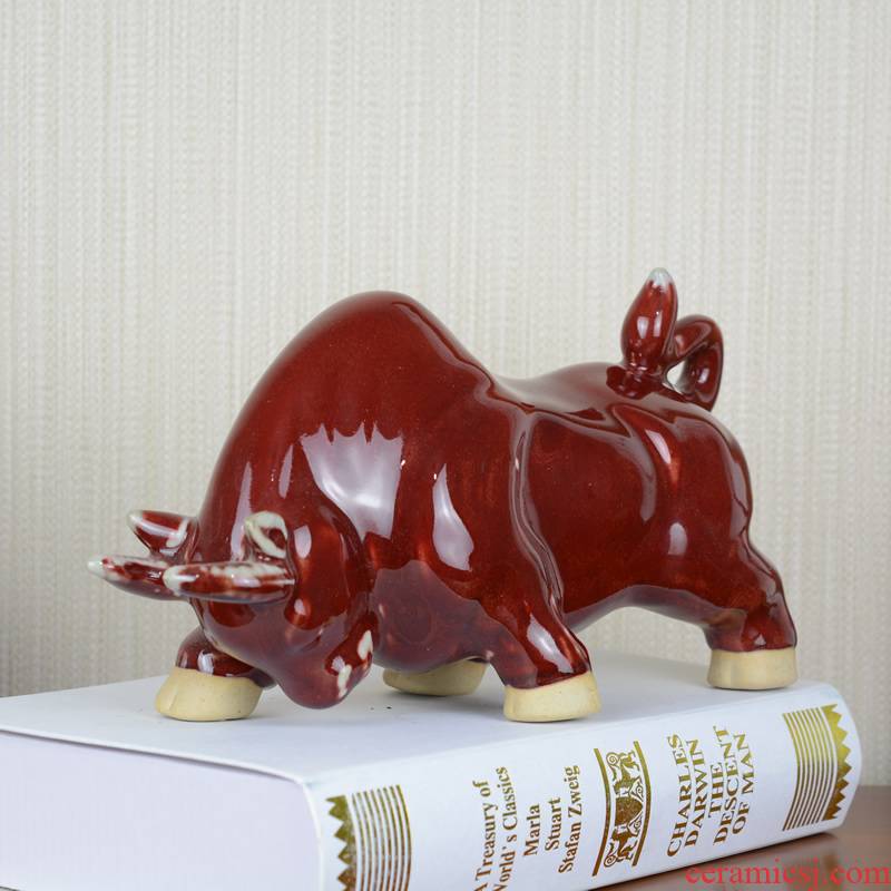 Jingdezhen ceramic ox furnishing articles creative lovely Chinese zodiac sitting room porch ark, household decoration town curtilage cattle