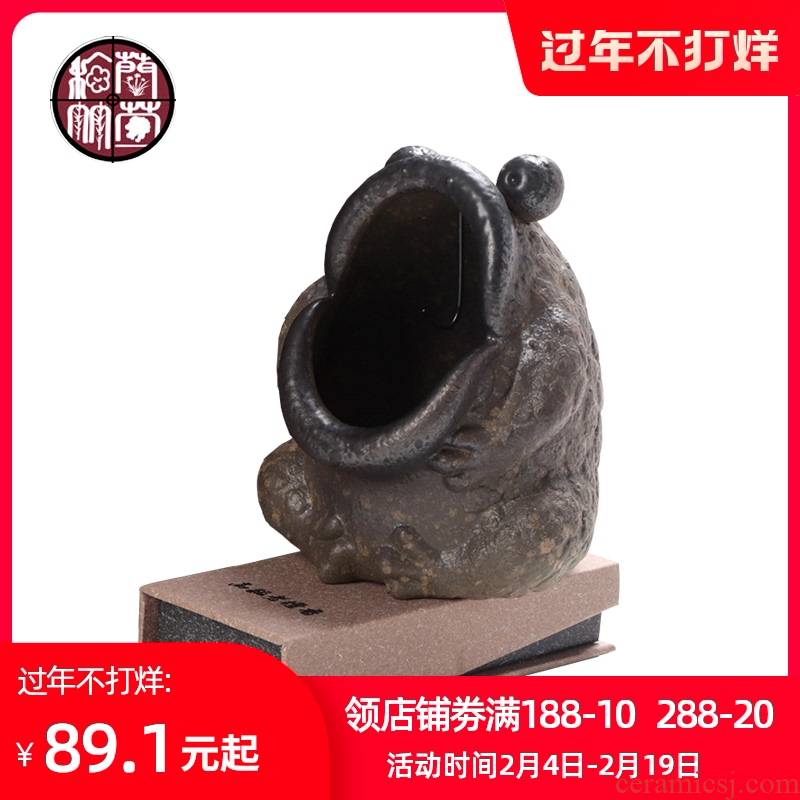 Coarse pottery head offer incense buner small expressions using toads creative Chinese mini ashtray jar with zero furnishing articles gift boxes