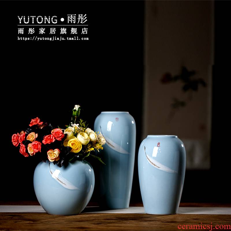 Jingdezhen I and contracted creative ceramic vase light key-2 luxury north European dried flower adornment furnishing articles sitting room ceramic vase