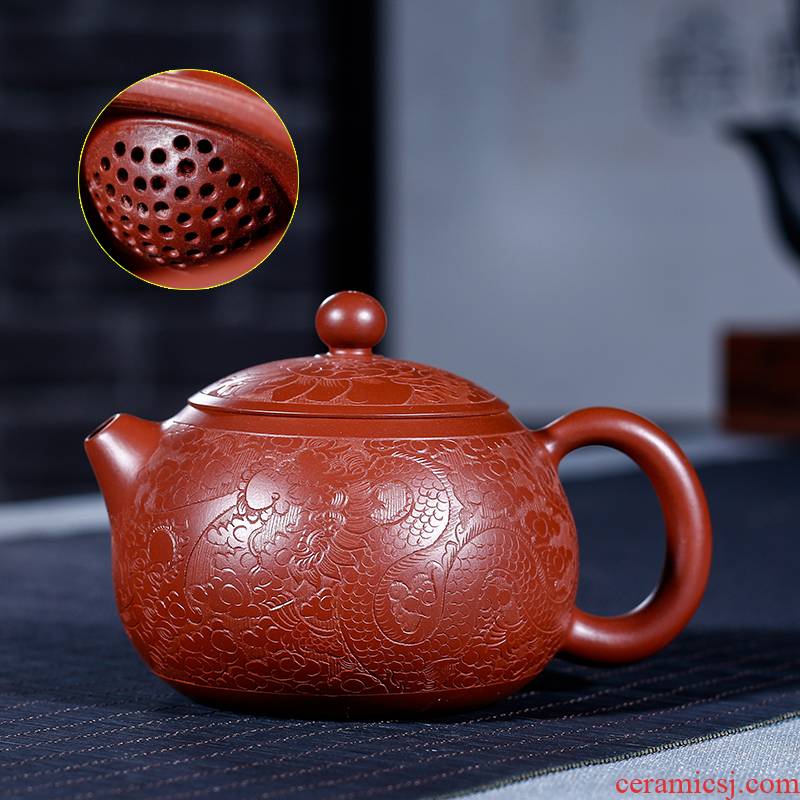 Yixing purple sand ore dahongpao 200 ml hand in extremely good fortune xi shi pot ball hole water tea sets