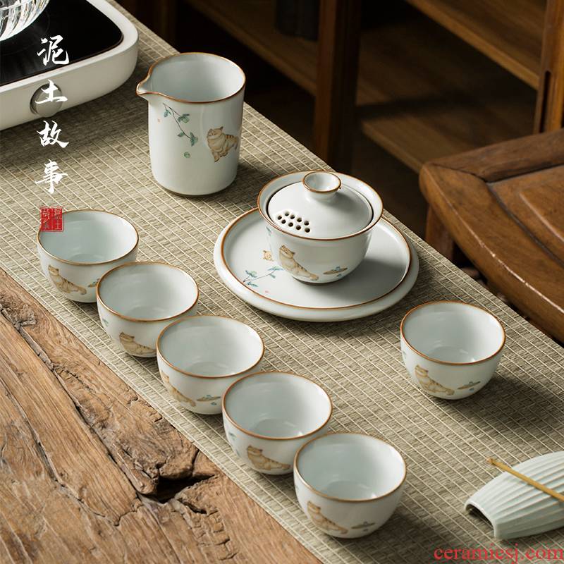 Your up kung fu tea sets the teapot tea tureen household contracted ceramic office Chinese wind modern living room