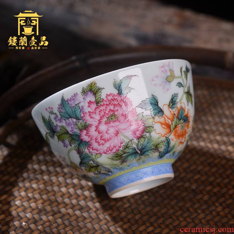 Jingdezhen ceramic all hand - made pastel by masters cup kung fu tea set sample tea cup full personal single cup tea cup