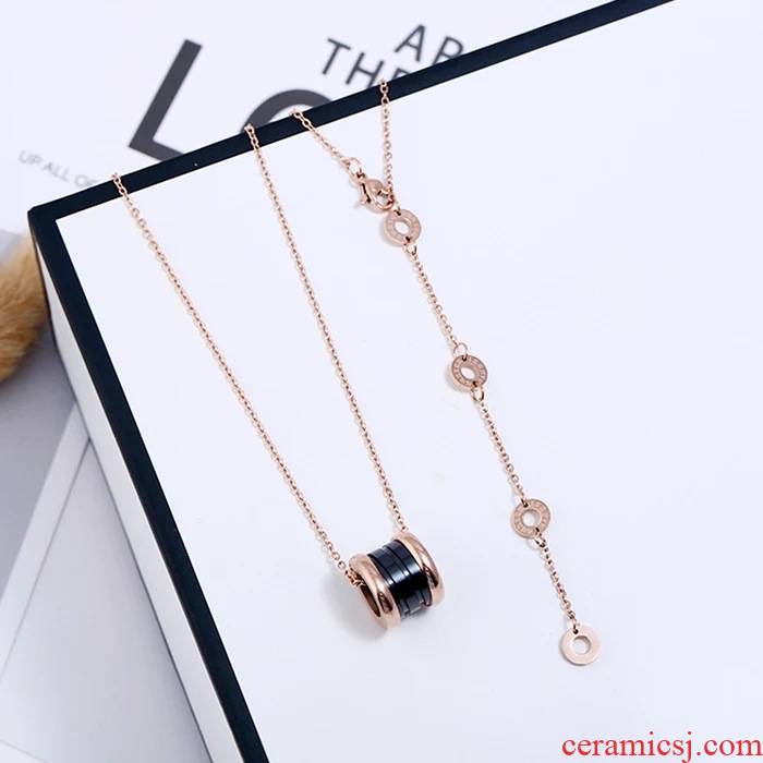 YN titanium steel necklaces women don 't rub off hot style in South Chesapeake rose gold collar ipads chain contracted student' s joker ceramic items