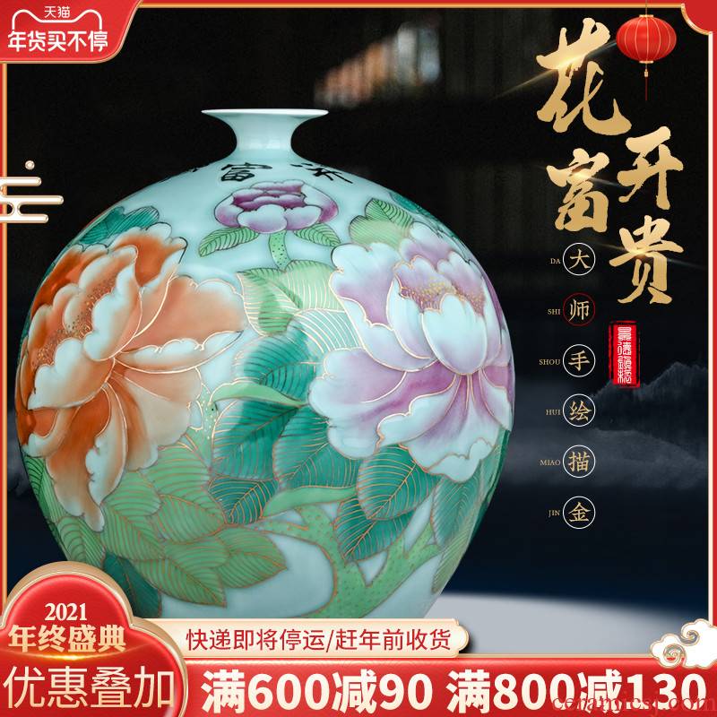 Jingdezhen famous hand - made ceramics paint the big vase furnishing articles sitting room sitting room of Chinese style household adornment arranging flowers