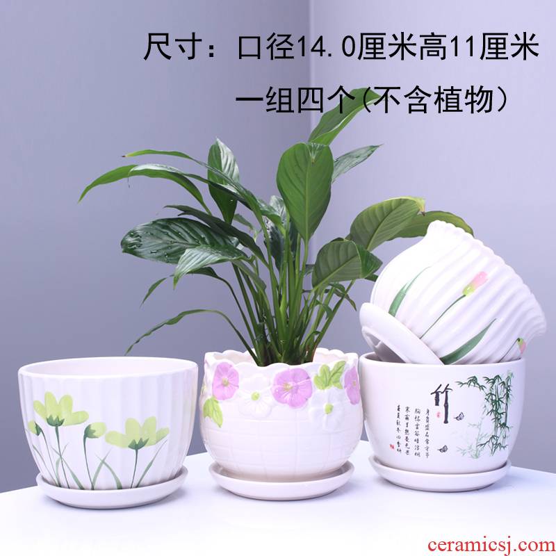 Extra large flower pot ceramic large tray with creative move household bracketplant flowerpot more than other meat