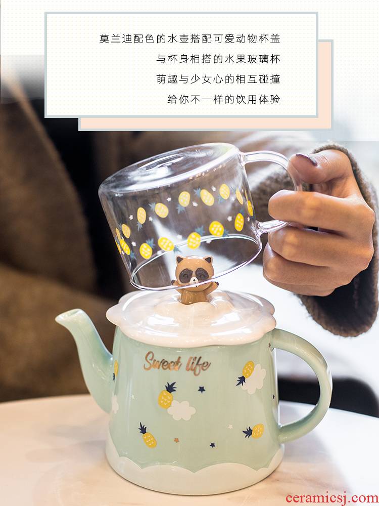 Japanese express suit cold ceramic kettle cup home sitting room heat resisting high temperature resistant to ultimately responds cool water bottle glass teapot