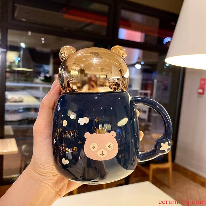 Express cartoon young girl heart cup against leaking large capacity princess cup of milk for breakfast coffee cup with cover