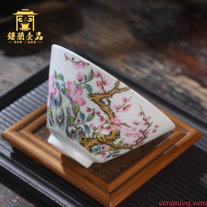Jingdezhen ceramic all hand - made pastel branch name plum the master cup sample tea cup kung fu tea tea tea cups