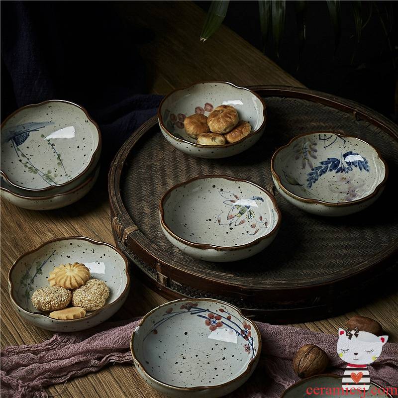 English remember the town hand - made porcelain clay tea tea snack 'lads' Mags' including nuts small blue and white plate plate plate dessert plate