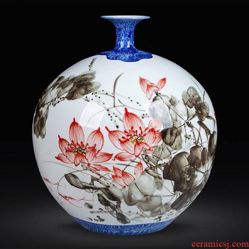 Jingdezhen ceramics hand - made large painting of flowers and pomegranate vase rich ancient frame sitting room adornment of Chinese style household furnishing articles