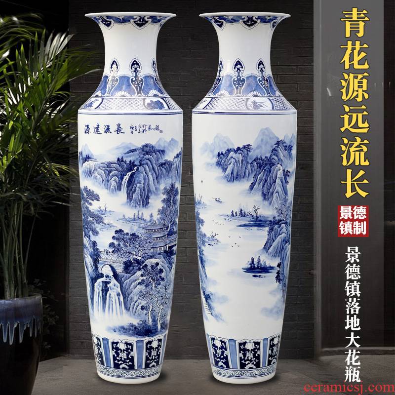 Jingdezhen ceramic hand - made of TV ark, has a long history of large of blue and white porcelain vase household the sitting room porch place