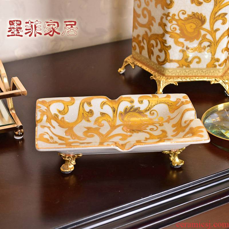 New Chinese style creative ceramics with high - end cooper move cigar ashtray key-2 luxury office sitting room home furnishing articles