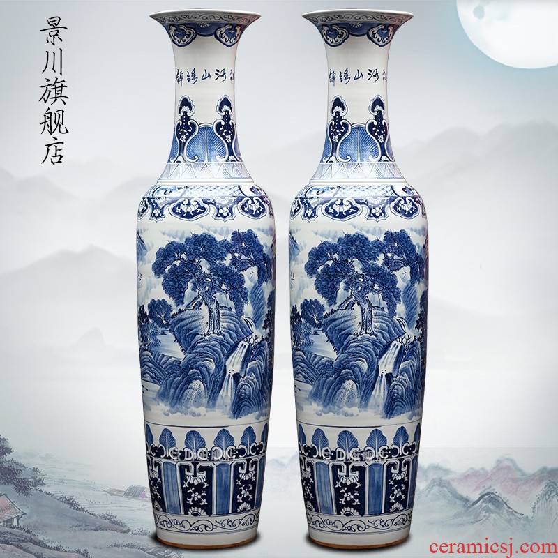 Jingdezhen blue and white porcelain antique hand - made ceramics vase splendid was the French hotel living room accessories furnishing articles