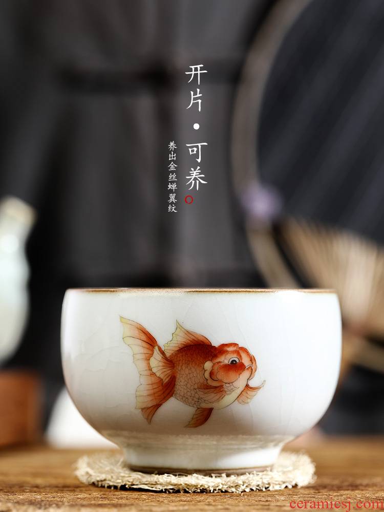 Hand - made kung fu tea cups ru up market metrix who cup jingdezhen checking sample tea cup single glass ceramics single goldfish bowl