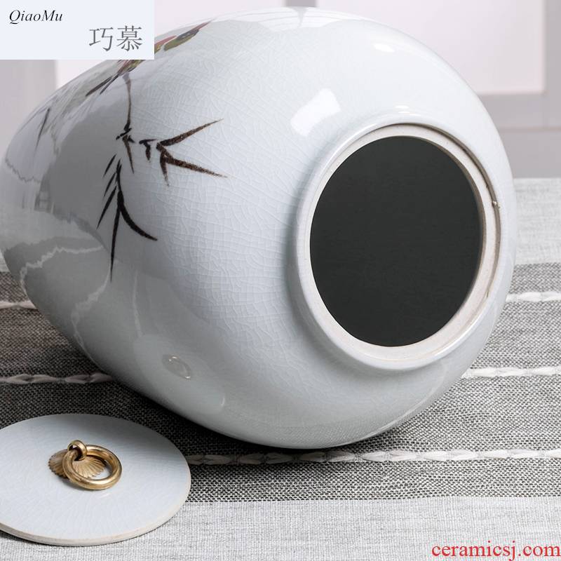 Qiao mu ceramic barrel 10 jins moistureproof insect - resistant to rice bucket seal storage tank household rice storage ten catties box