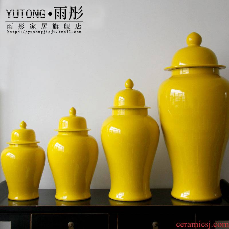 Grain decoration of jingdezhen ceramic vase manual example room flower arranging yellow glaze to live in the sitting room porch receive furnishing articles