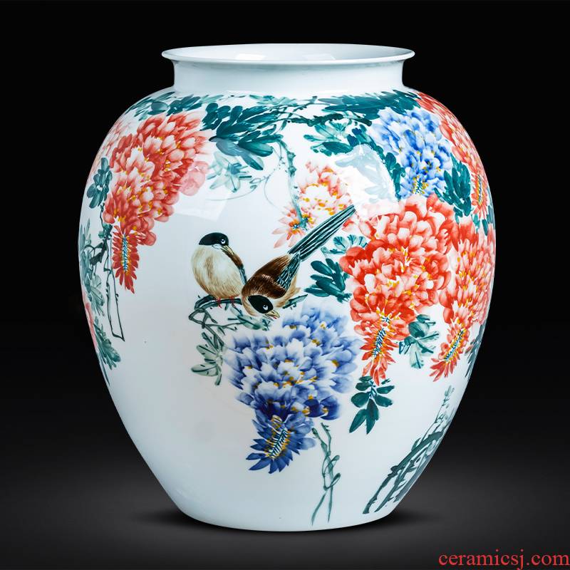 Jingdezhen ceramics hand - made painting of flowers and big new Chinese style household decorative vase sitting room decoration shop furnishing articles