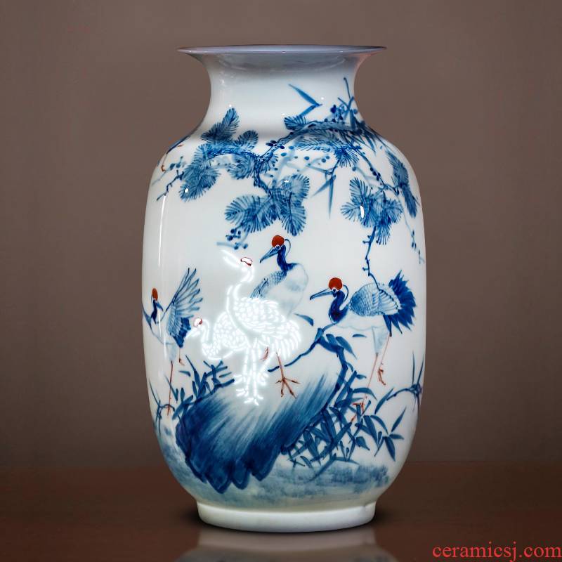 Jingdezhen porcelain ceramic hand - made thin body new Chinese style household vase living room TV ark, flower adornment furnishing articles