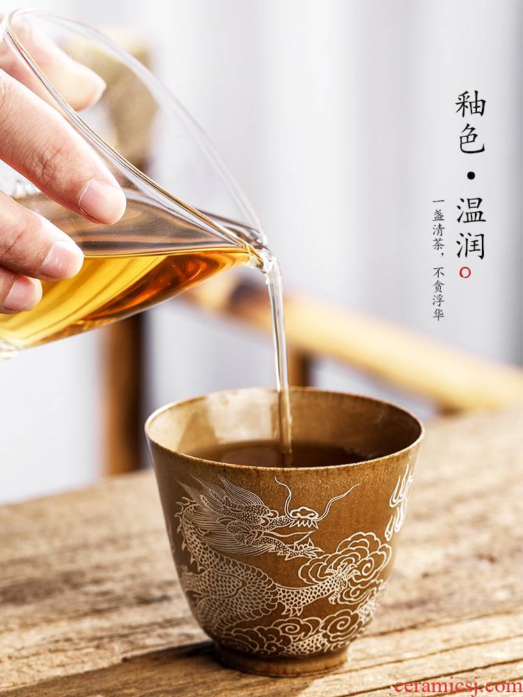 Jingdezhen checking silver made zodiac dragon master cup single cup your up kung fu tea cups ceramic sample tea cup single male