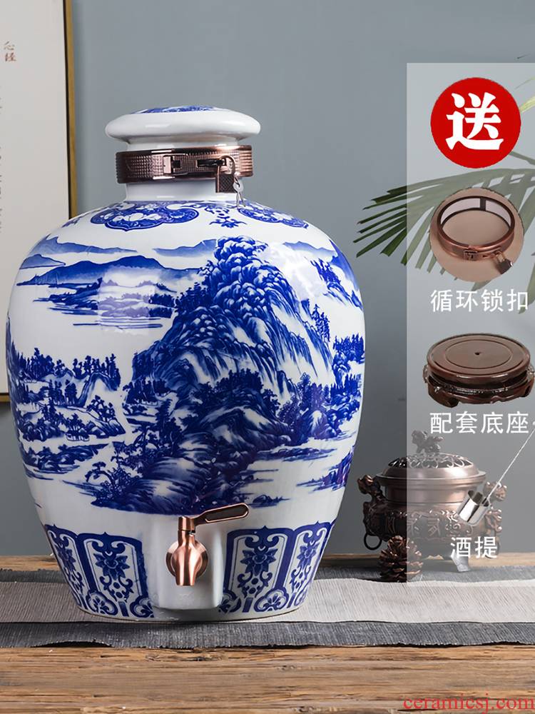 Jingdezhen porcelain ceramic jars liquor cylinder mercifully wine home wine bottle with tap (jin wine jars