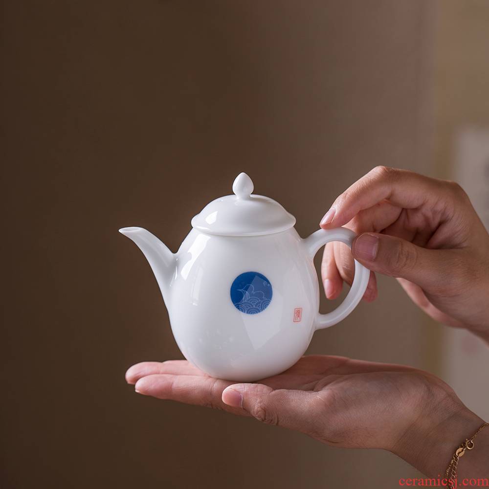 Jingdezhen ceramic single pot small kung fu tea teapot small single one with white porcelain porcelain Japanese contracted