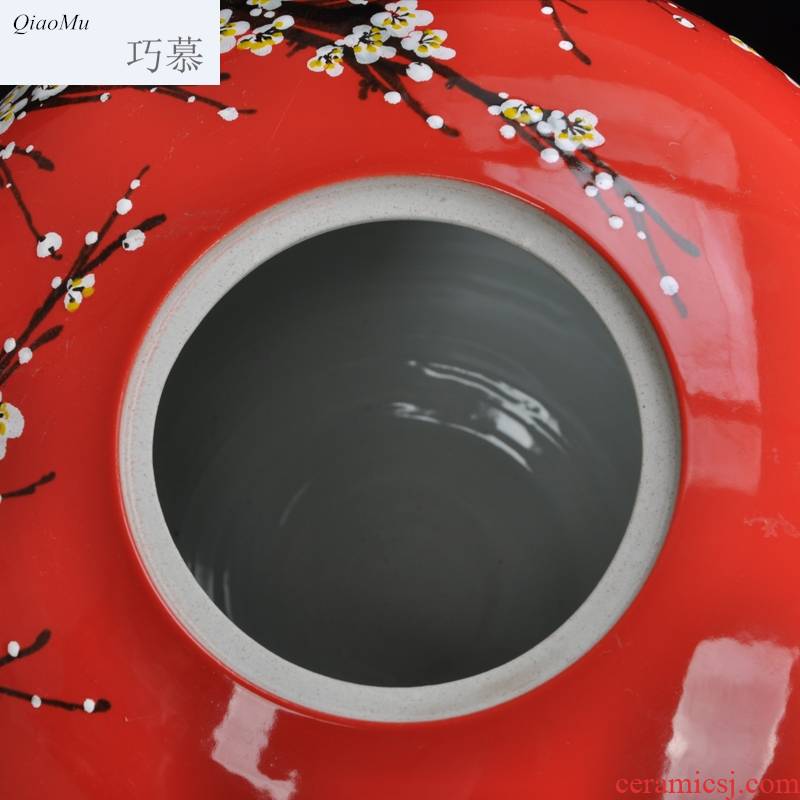 Qiao mu jingdezhen ceramic barrel 20 jins hand - made name plum ricer box m tank storage tank tank cylinder insect - resistant moistureproof