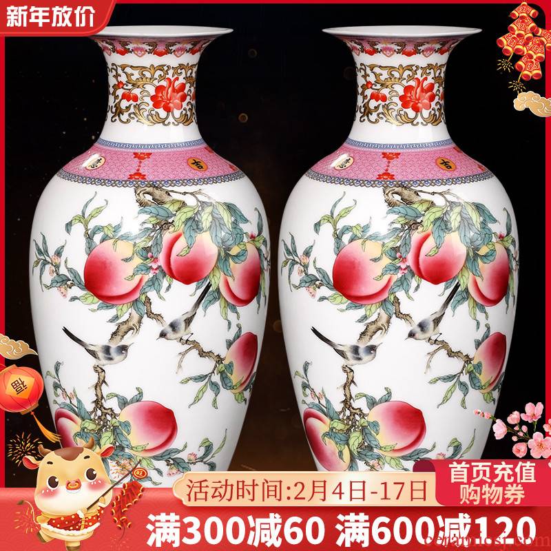 Archaize of jingdezhen ceramics powder enamel vase furnishing articles of Chinese style living room home flower arrangement of TV ark, wine accessories