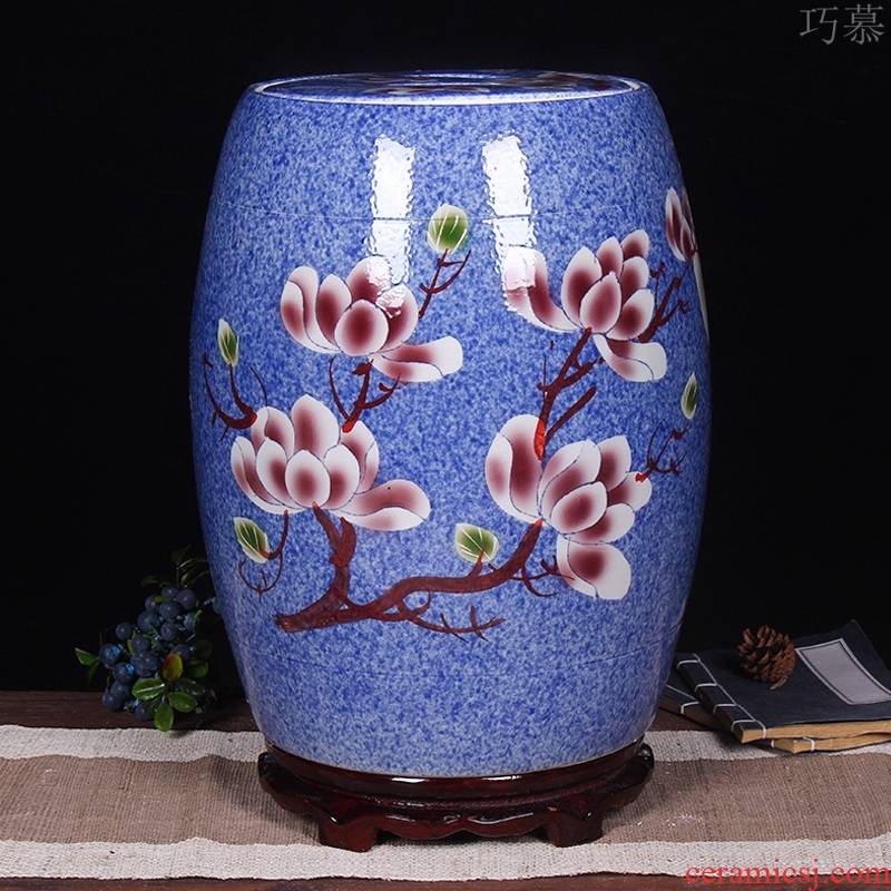 Qiao mu jingdezhen ceramic barrel ricer box 20 jins 30 jins home with cover seal storage tank is 50 kg oil cylinder to kitchen