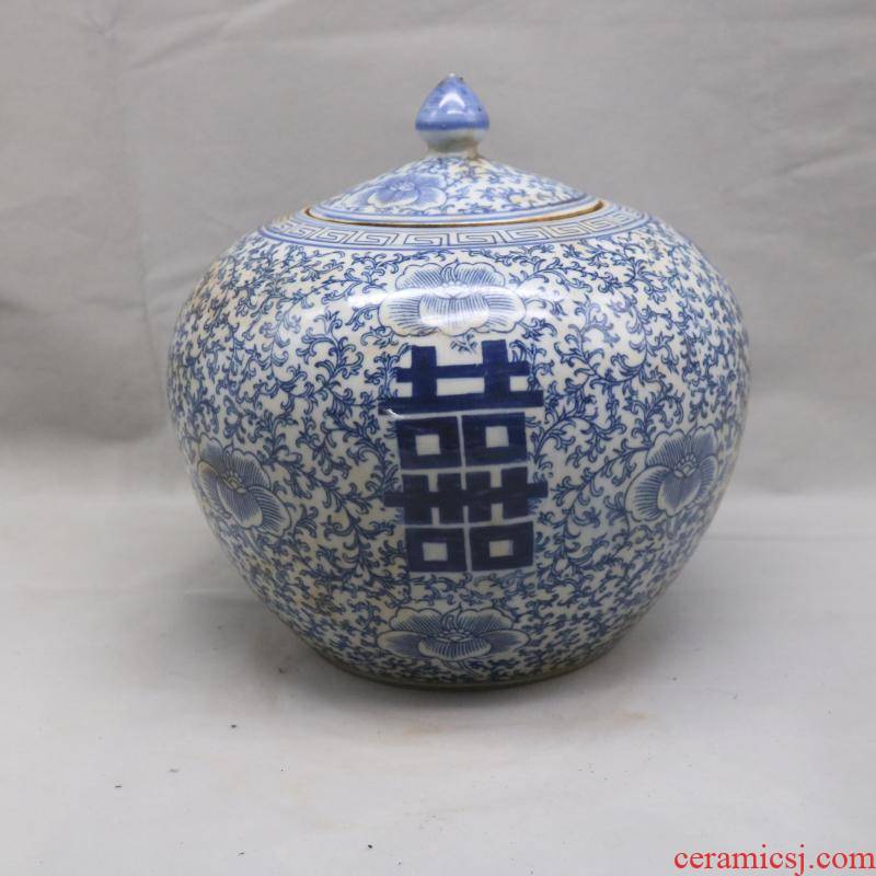 Blue and white tie up four various branches of the republic of China watermelon cover pot tea antiques no junk old goods porcelain retro furnishing articles