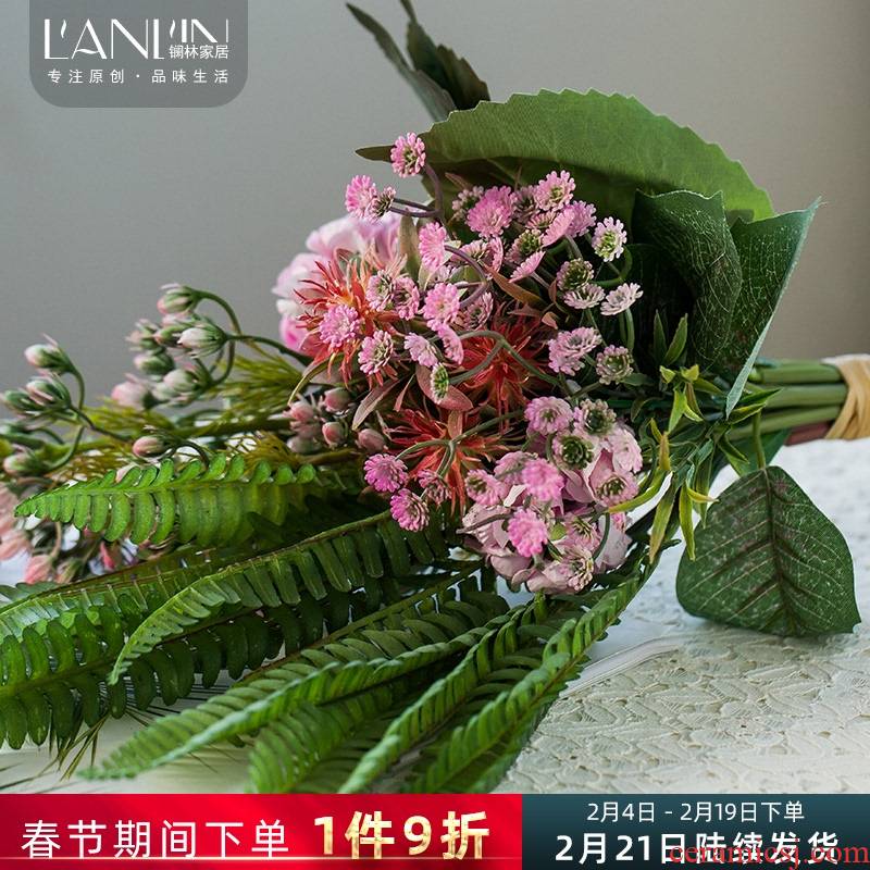 Nordic little fresh flowers simulation flower vase decoration in the sitting room decorate the table silk flower arranging flowers, dried flowers, ceramic furnishing articles