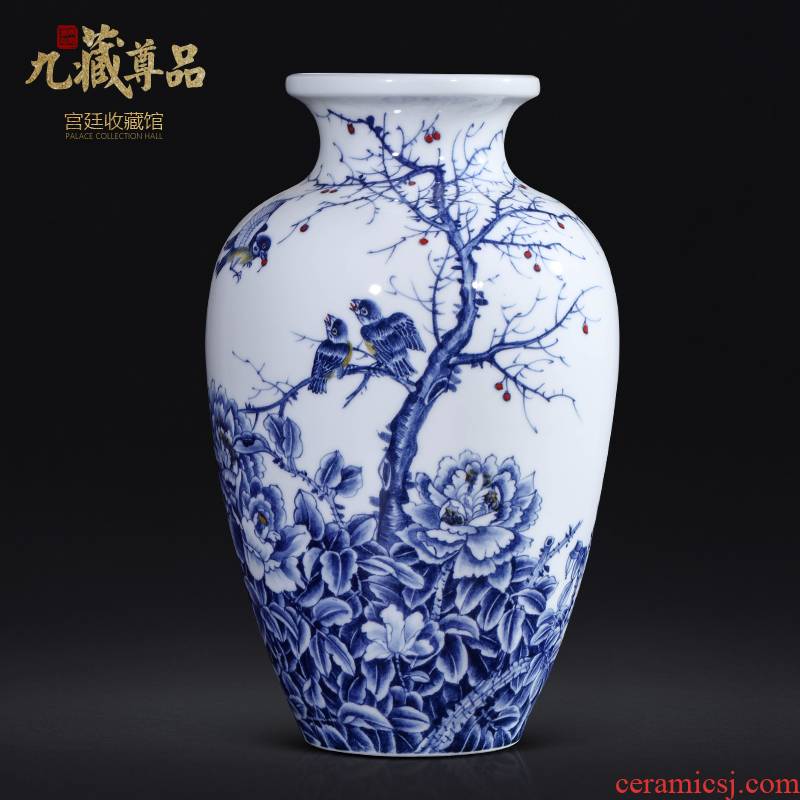 Master hand made green flower vase jingdezhen ceramic Chinese style living room TV ark, flower arranging porch is decorated furnishing articles
