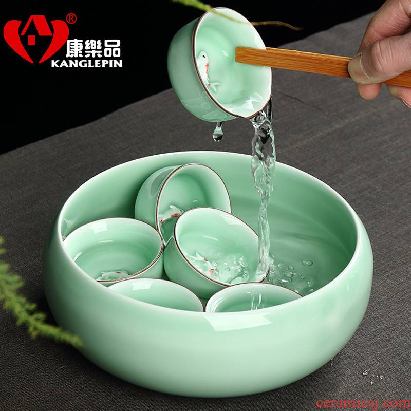 Recreation celadon tea wash large ceramic household washing bowl cup pen kung fu tea tea accessories water to wash the dishes