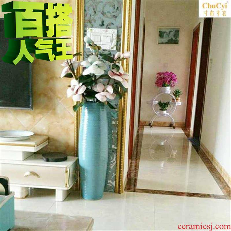 European ceramic vase landing big flower art modern home furnishing articles b in the sitting room of Chinese style flower arranging dried flowers hydroponics high blue