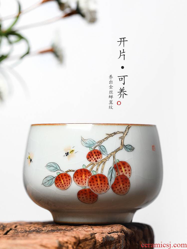 The Master cup single cup your up sample tea cup jingdezhen hand - made ceramic tea set pure manual kung fu tea cups litchi to the CPU