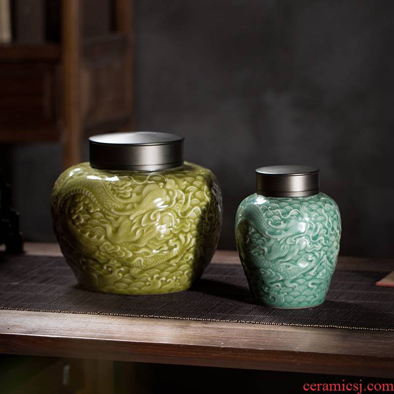 The Owl up jingdezhen ceramics by hand large tea pot seal color glaze longfeng classical decorative carving