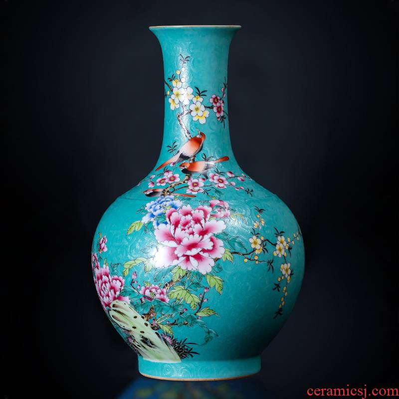 Jingdezhen ceramics archaize qianlong hand - made enamel vase furnishing articles sitting room of Chinese style household adornment TV ark