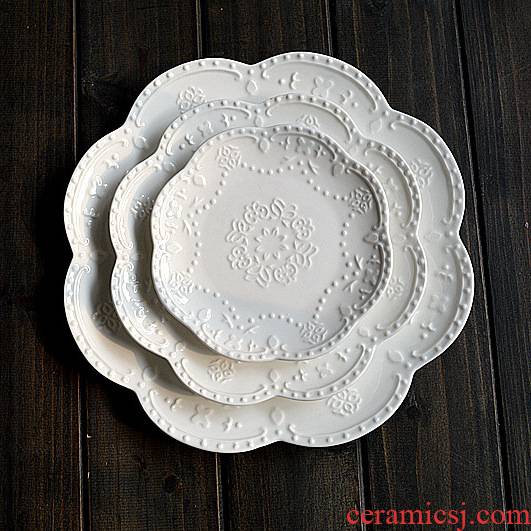 Restore ancient ways the butterfly home plate embossed white ceramic plate wedding floristry steak plate dessert plate of western food