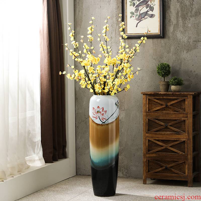 Ground vase large American ceramic big sitting room porch furnishing articles I and contracted household decorative flower vase