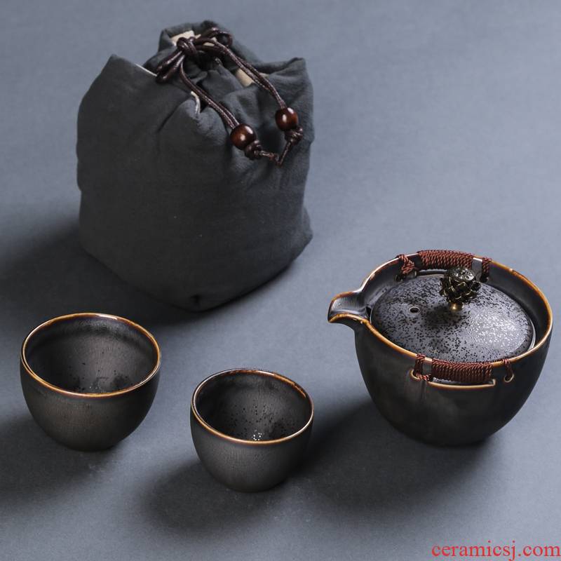 Crack cup 2 a pot of two cups of portable travel ceramic tea Japanese teacup kung fu tea set