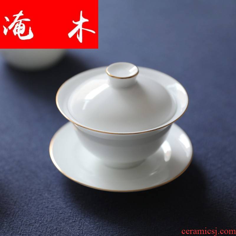Flooded wood, mud - all hand kung fu jingdezhen ceramic paint cover cup tea sweet white tea cups to cover three