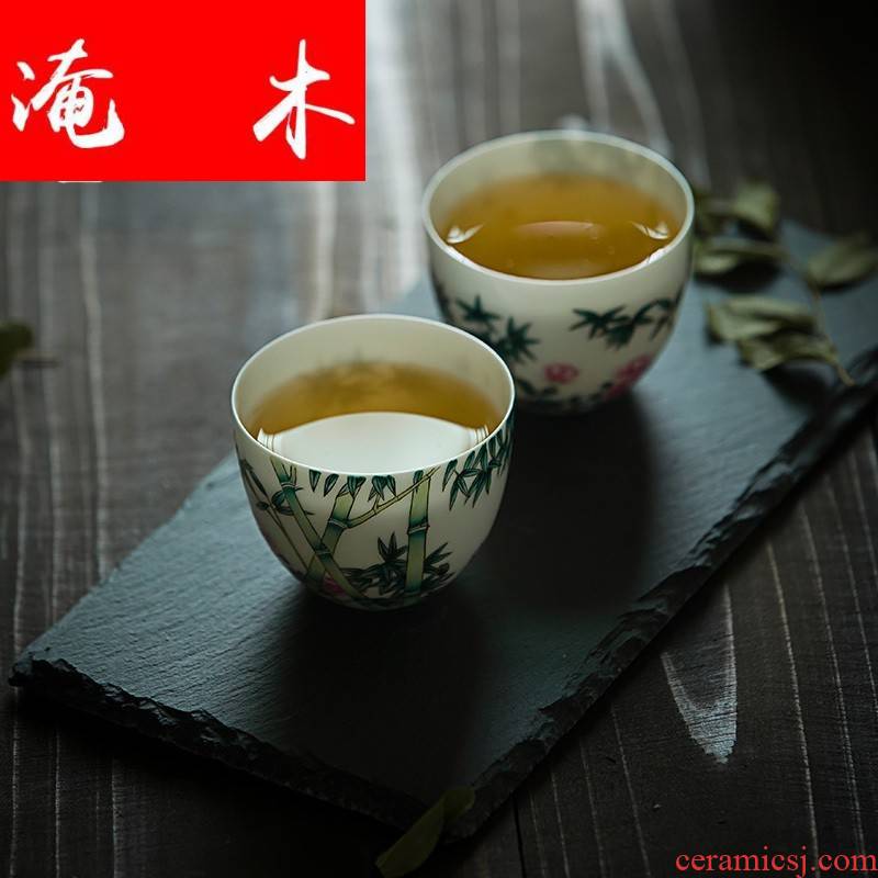 Submerged wood capacity up enamel jingdezhen ceramic cups hand - made small sample tea cup pure manual single CPU kung fu tea set