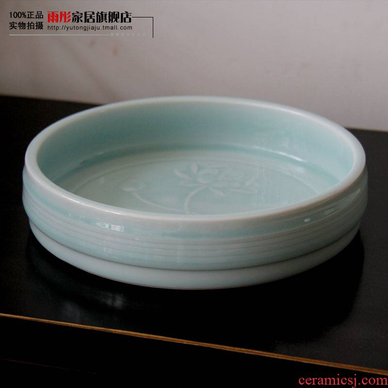 The rain tong home | jingdezhen ceramics hand - carved tea XiCha sea shadow celadon teahouse furnishing articles writing brush washer