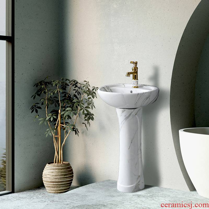 Ceramic washing basin vertical balcony sink basin of northern European toilet marble columns household contracted small landing