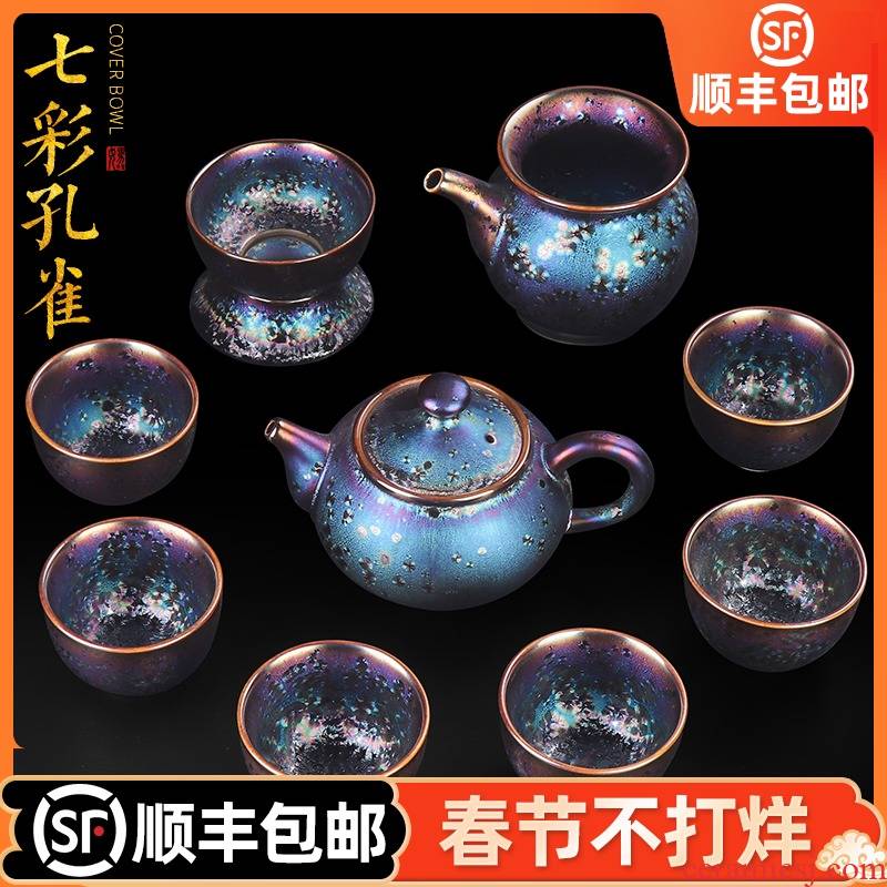 Artisan fairy discus kung fu tea set of small household ceramics high - grade up teapot outfit teapot teacup